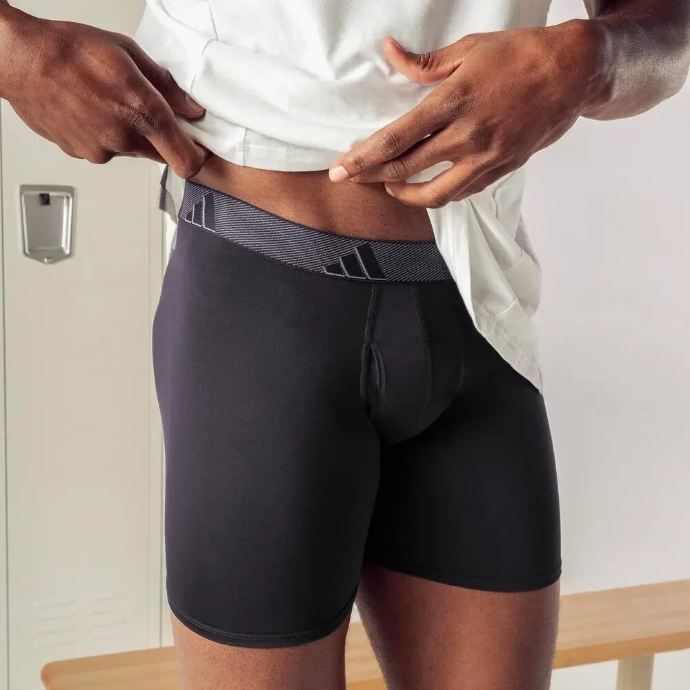 NWT adidas Men's Boxer Briefs (3-Pack)  -Wicking Underwear, Blue/ Grey/Black, XL